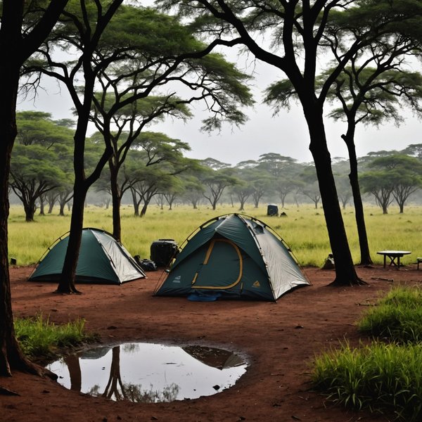 Quelles sont les meilleures pratiques pour camper en région de savane durant la saison des pluies?